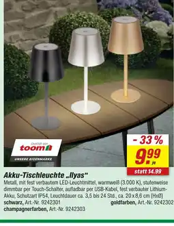 toom Baumarkt Toom akku-tischleuchte „ilyas“ Angebot