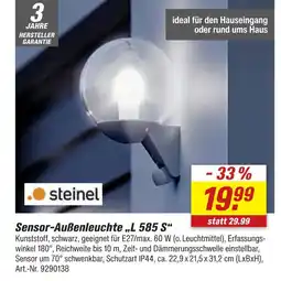 toom Baumarkt Steinel sensor-außenleuchte l 585 s Angebot
