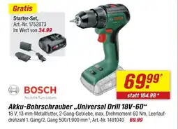toom Baumarkt Bosch akku-bohrschrauber „universal drill 18v-60“ Angebot