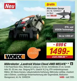 toom Baumarkt Worx mähroboter „landroid vision cloud 4wd wr341e“ Angebot