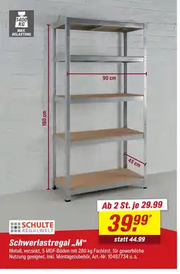 toom Baumarkt Schulte regalwelt schwerlastregal m Angebot