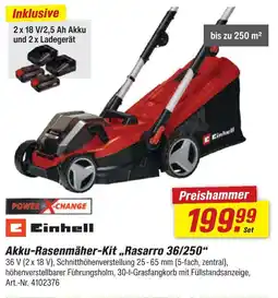 toom Baumarkt Einhell akku-rasenmäher-kit rasarro 36/250 Angebot