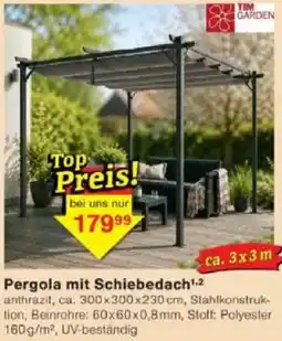 Jawoll TIM GARDEN Pergola mit Schiebedach Angebot