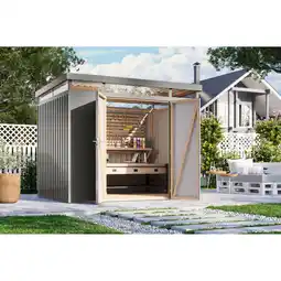 Netto Marken-Discount Metallgerätehaus Boldmere XXL im Set mit Anbaudach 2 m Angebot