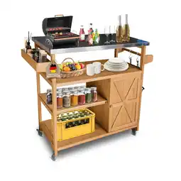 Netto Marken-Discount Coemo Servierwagen Grillstation James M Kücheninsel Holz, auf Rollen 118 x 47 x 92 cm Angebot