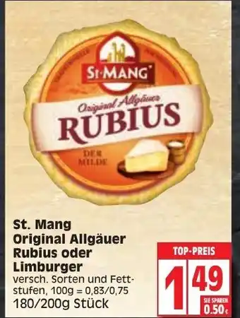 Edeka St.Mang Original Allgauer Rubius oder Limburger 180/200g Angebot