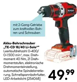 Hellweg Akku-bohrschrauber te-cd 18/40 li-solo Angebot