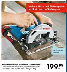 Hellweg Bosch akku-handkreissäge gks 18v-57 g professional Angebot