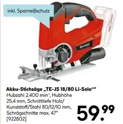 Hellweg Einhell akku-stichsäge te-js 18/80 li-solo Angebot