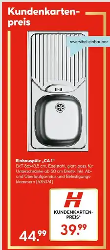 Hellweg Einbauspüle ca 1 Angebot