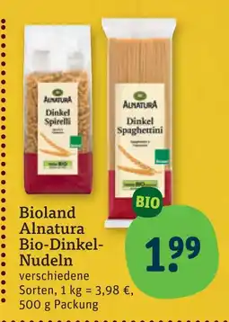 tegut Bioland alnatura bio-dinkel-nudeln Angebot