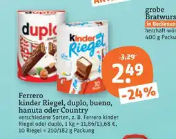 tegut Ferrero kinder riegel, duplo, bueno, hanuta oder country Angebot