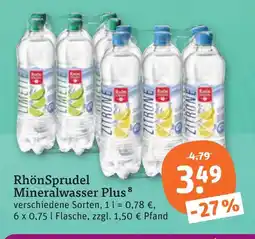 tegut Rhönsprudel mineralwasser plus Angebot