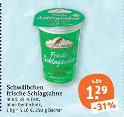 tegut Schwälbchen frische schlagsahne Angebot