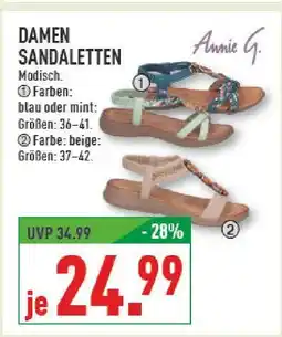 Marktkauf Annie g. damen sandaletten blau oder mint Angebot