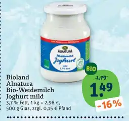 tegut Alnatura bio-weidemilch joghurt mild Angebot