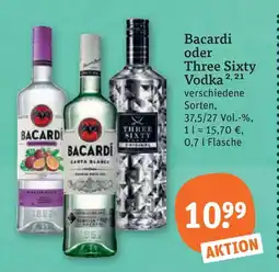 tegut Bacardi oder three sixty vodka Angebot