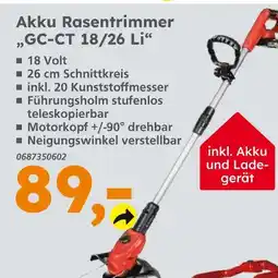 Globus Baumarkt Akku rasentrimmer gc-ct 18/26 li Angebot