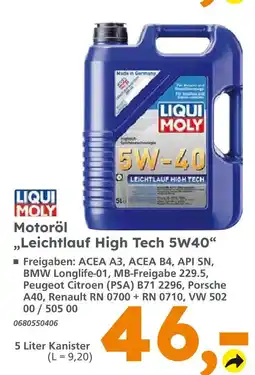 Globus Baumarkt Liqui moly leichtlauf high tech 5w40 Angebot
