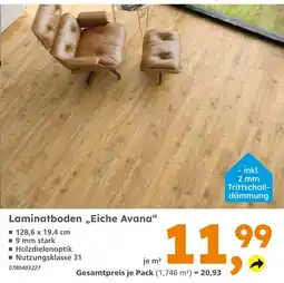 Globus Baumarkt Laminatboden eiche avana Angebot
