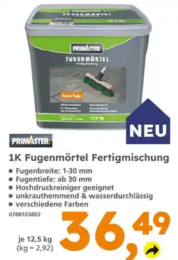 Globus Baumarkt Primaster 1k fugenmörtel fertigmischung Angebot