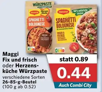 Combi Maggi Fix und Frisch oder Herzensküche Würzpaste 26-85g Beutel Angebot