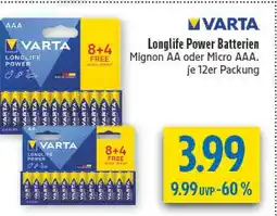 diska Varta longlife power batterien mignon aa Angebot