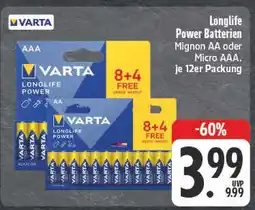 E-Center Varta longlife power batterien mignon aa Angebot