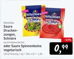 KONSUM Hitschies saure drachenzungen, schnüre oder saure spinnenbeine vegetarisch Angebot