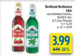 diska Nordbrand nordhausen sauerkirsche likör Angebot