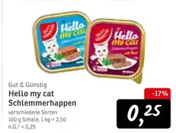 KONSUM Gut & günstig hello my cat schlemmerhappen Angebot
