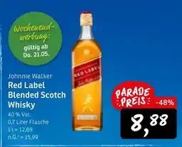 KONSUM Johnnie walker red label blended scotch whisky Angebot