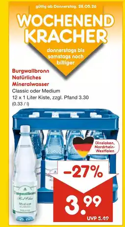 Netto Marken-Discount Burgwallbronn natürliches mineralwasser Angebot