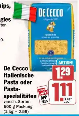 HIT De Cecco Italienische Pasta oder Pasta-spezialitäten Angebot
