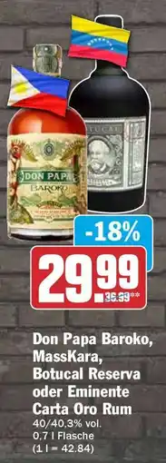 HIT Don Papa Baroko, MassKara, Botucal Reserva oder Eminente Carta Oro Rum Angebot