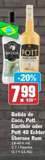 HIT Batida de Coco, Pott Eierlikör oder Pott 40 Echter Übersee Rum Angebot