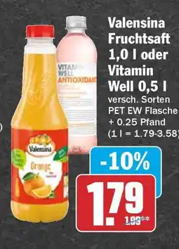 HIT Valensina Fruchtsaft 1,0 l oder Vitamin Well 0,5 l Angebot