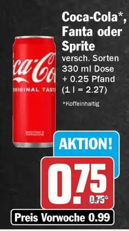 HIT Coca-Cola, Fanta oder Sprite Angebot