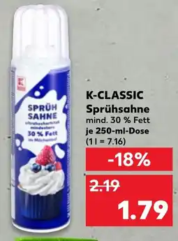 Kaufland K-CLASSIC Sprühsahne Angebot