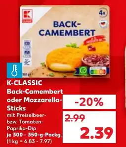 Kaufland K-CLASSIC Back-Camembert oder Mozzarella Sticks Angebot