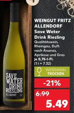 Kaufland WEINGUT FRITZ ALLENDORF Save Water Drink Riesling Angebot