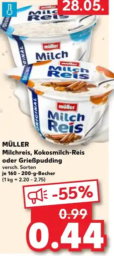 Kaufland MÜLLER Milchreis, Kokosmilch-Reis oder Grießpudding Angebot