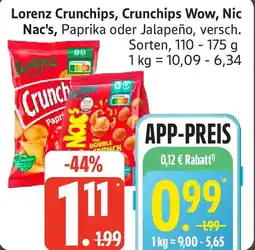 Edeka Lorenz Crunchips, Crunchips Wow, Nic Nac's Angebot