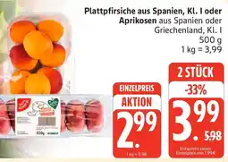 Edeka Plattpfirsiche aus Spanien, Kl. I oder Aprikosen Angebot