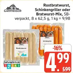 Edeka Rostbratwurst, Schinkengriller oder Bratwurst-Mix Angebot