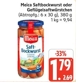 Edeka Meica Saftbockwurst oder Geflügelsaftwürstchen Angebot