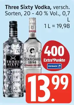 Edeka Three Sixty Vodka Angebot