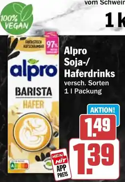 HIT Alpro Soja-/ Haferdrinks Angebot