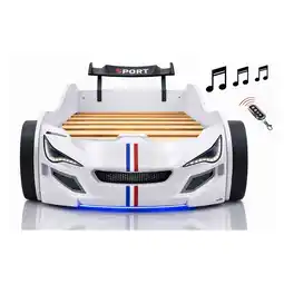 Netto Marken-Discount Autobett Kinder 90x200 Jungen LED Leuchte Unterbodenbeleuchtung Sound Fernbedienung Angebot