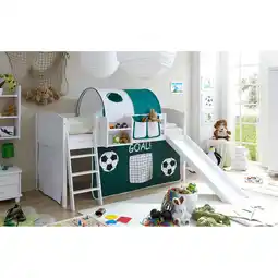 Netto Marken-Discount TiCAA Hochbett mit Rutsche Rutschbett Ekki Country Kiefer Weiß Motiv Angebot